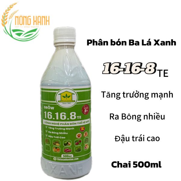  Phân bón lá GROW đậm đặc 16-16-8 BA LÁ XANH  ĐẬM ĐẶC - 3 LÁ XANH 500ML 
