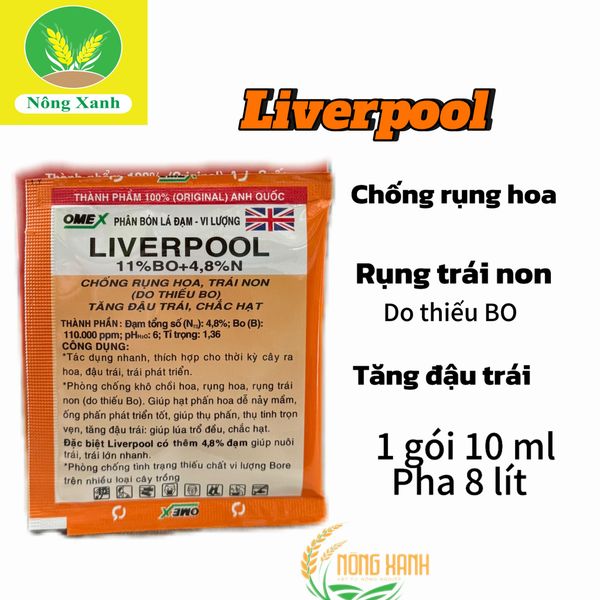  Phân Bón Lá Vi Lượng Liverpool (Anh Quốc)10ml/Gói-Chống Rụng Hoa, Trái Non( Do Thiếu Bo), Tăng Đậu Trái, Chắc Hạt 