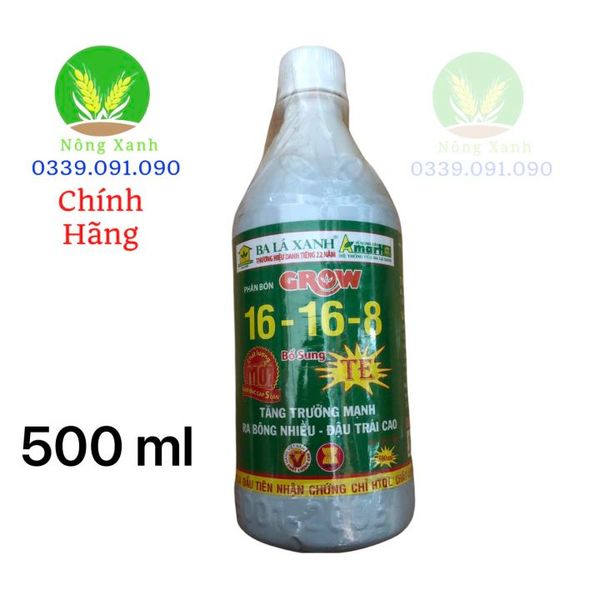  Phân bón lá GROW đậm đặc 16-16-8 BA LÁ XANH  ĐẬM ĐẶC 