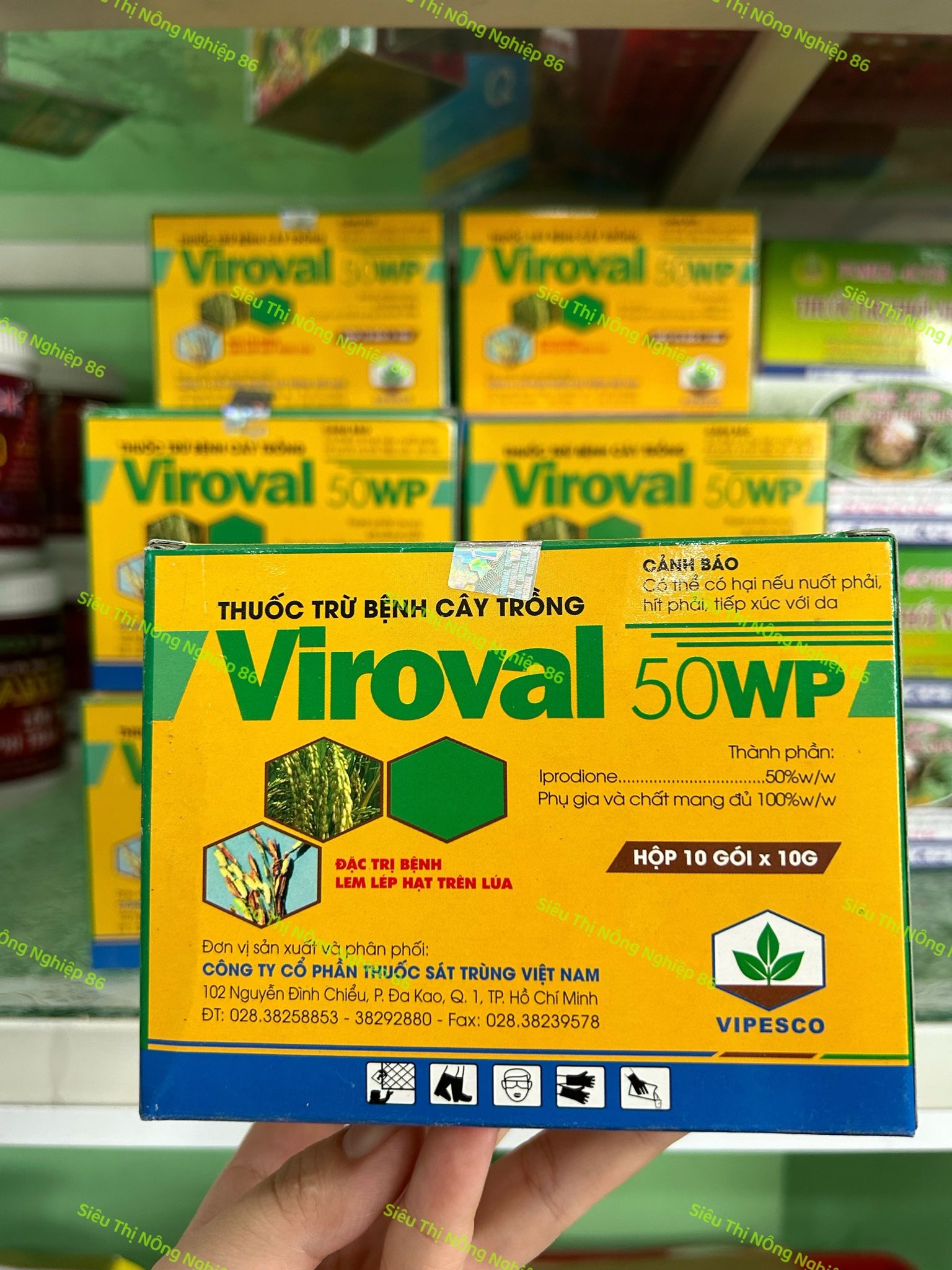  Viroval 50wp Đặc trị nấm bồ hóng thanh long, lem lép hạt lúa 