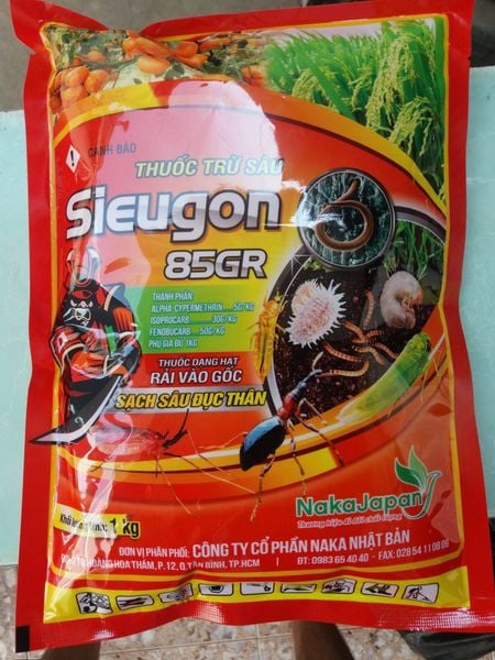  SIEUGON 85GR ĐẶC TRỊ Sâu đục thân, tuyến trùng, sâu đất trên rau màu, khoai lang, cam, quýt, bưởi, thanh long 