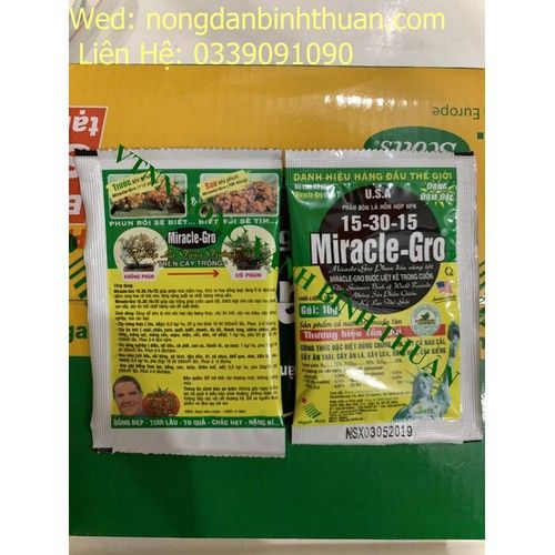  Phân Bón Lá MIRACLE-GRO 15-30-15 Hộp 100 gói 