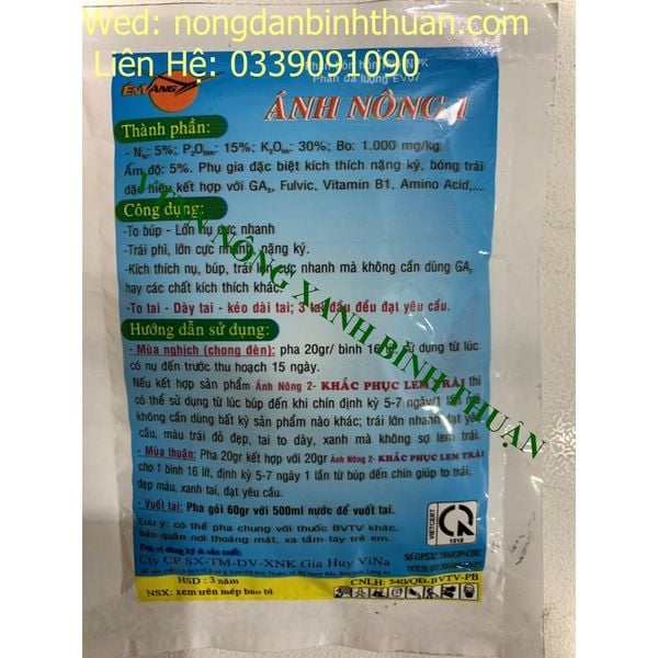  Ánh Nông 1 -  KÉO TAI , MẬP NỤ Phân bón lá chuyên dùng cho thanh long 