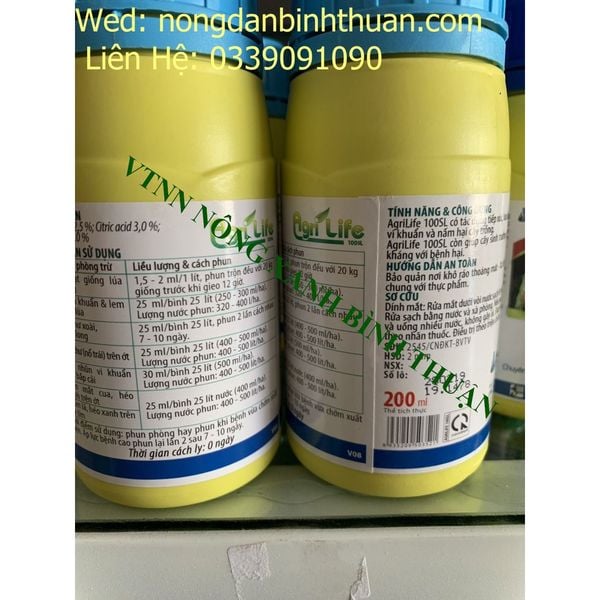  Trừ bệnh AgriLife 100SL Hợp Trí 200ml - TRỪ VI KHUẨN 