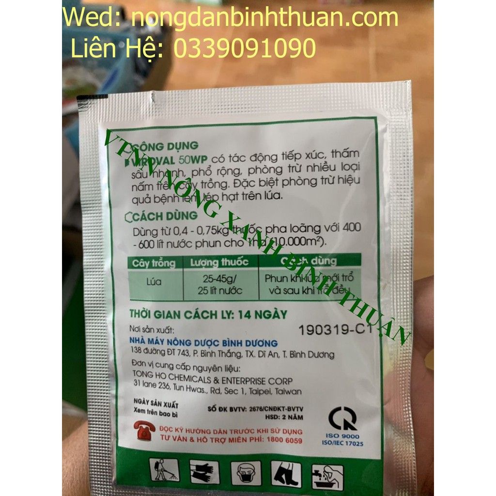  Viroval 50wp Đặc trị nấm bồ hóng thanh long, lem lép hạt lúa 