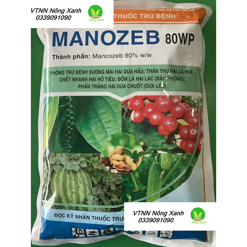  Manozeb 80 WP( Xanh) trừ bệnh cây trồng Gói lớn 1kg 