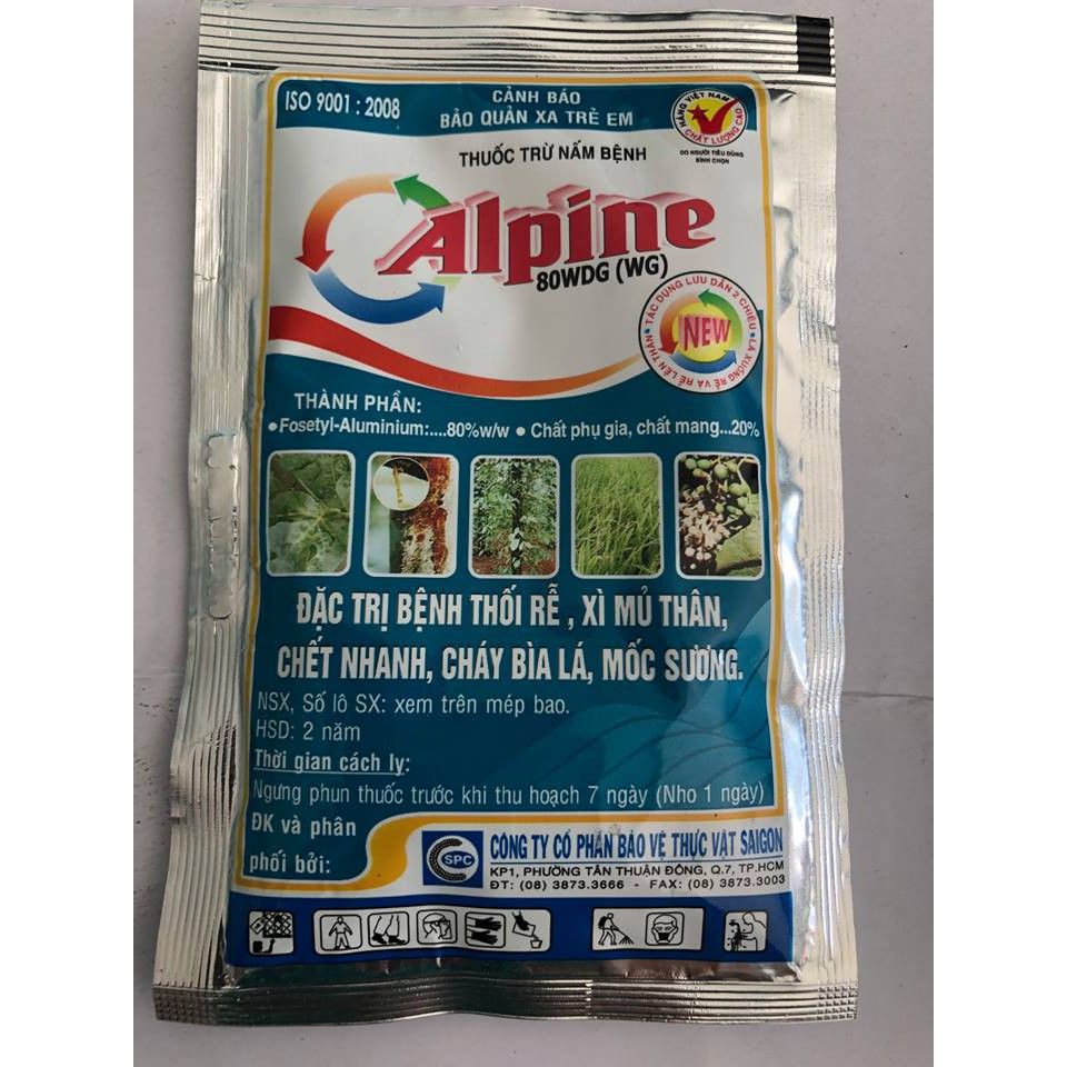  Thuốc trị bệnh thối rể hoa hồng, các loại cây ăn quả Alpine 800wg (gói 20gr) 