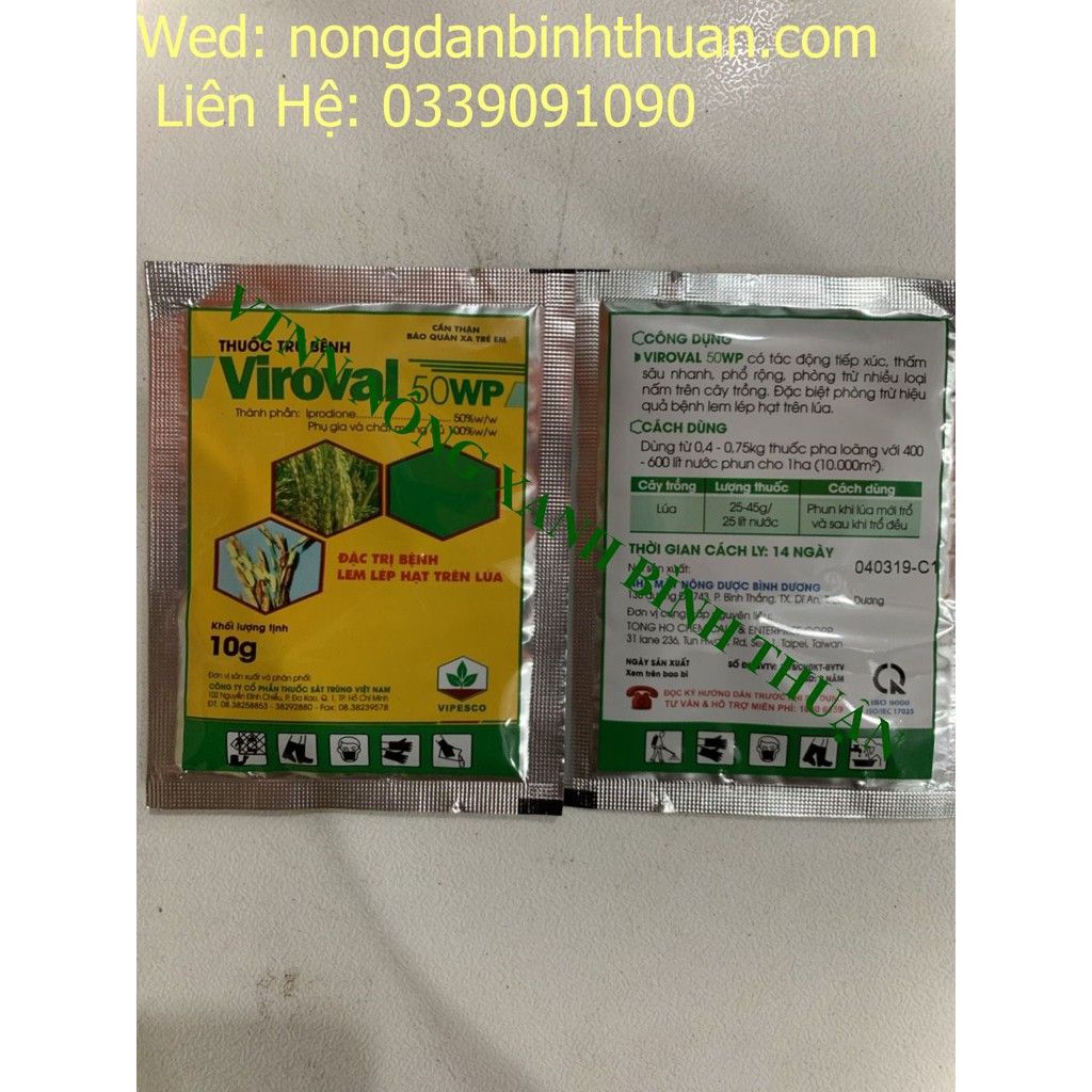  Viroval 50wp Đặc trị nấm bồ hóng thanh long, lem lép hạt lúa 