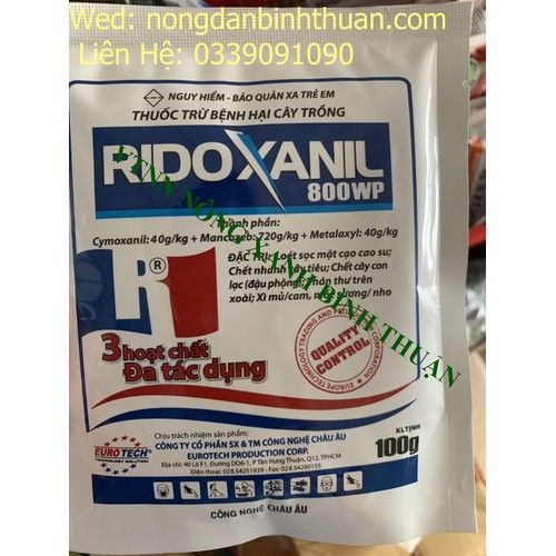  RIDOXANIL 800WP Đặc trị nấm trắng trên thanh long - RIDOXANIL 800WP 100gr 