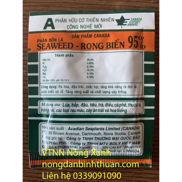  PHÂN BÓN LÁ HỮU CƠ RONG BIỂN SEAWEED (CANADA) 10G/GÓI 