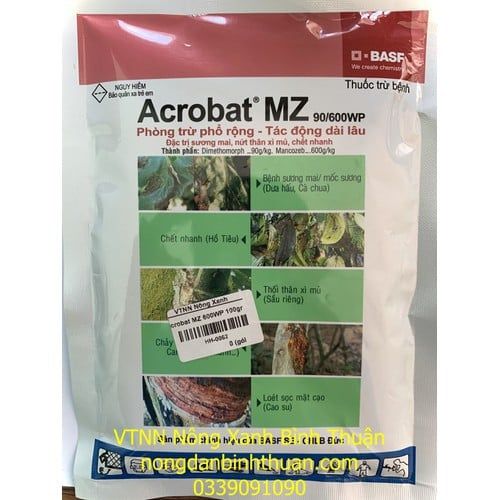  ACROBAT MZ 90/600WP – THUỐC ĐẶC TRỊ BỆNH THỐI RỄ, XÌ MỦ, ĐỐM LÁ, CHẾT CÂY CON GÓI 100GR 