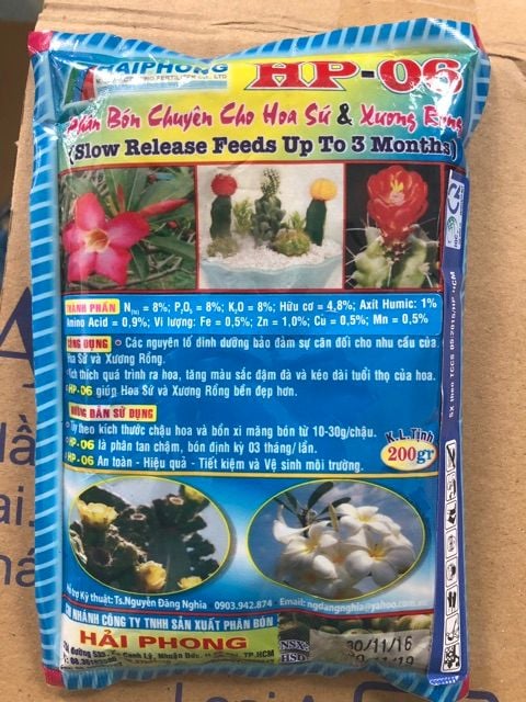  phân bón dùng cho Hoa Sứ và Xương Rồng Bộ 3 gói 