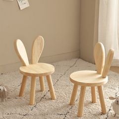[Order] Ghế đẩu gỗ nguyên khối, ghế trẻ em tai thỏ