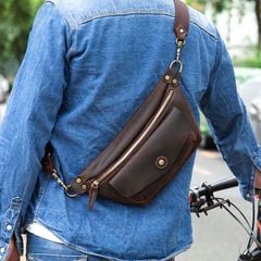 [Order] Túi đeo trước ngực, túi đeo chéo nam da thật CEC225