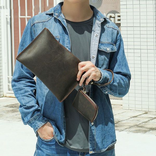 [Order] Ví da nam cao cấp, túi clutch da sáp ngựa điên CEC192