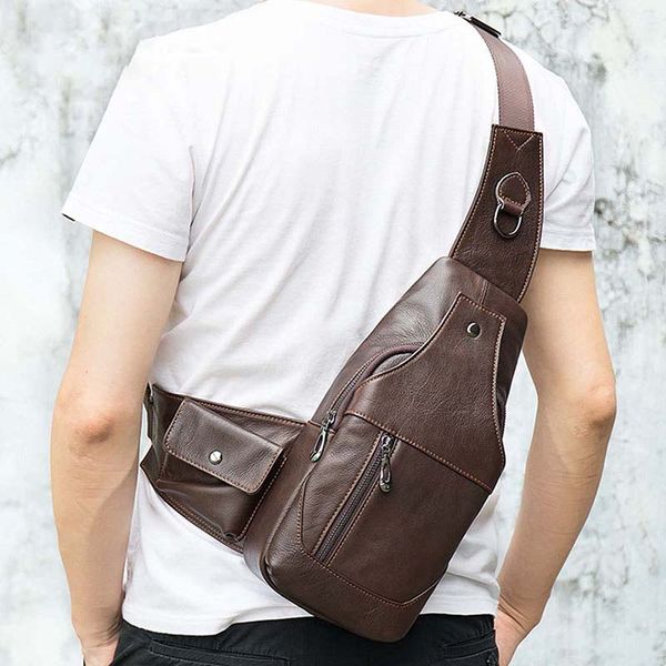 [Order] Túi đeo trước ngực nam da bò thật CEC247