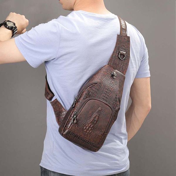[Order] Túi đeo trước ngực nam da thật vân cá sấu CEC239