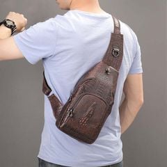 [Order] Túi đeo trước ngực nam da thật vân cá sấu CEC239