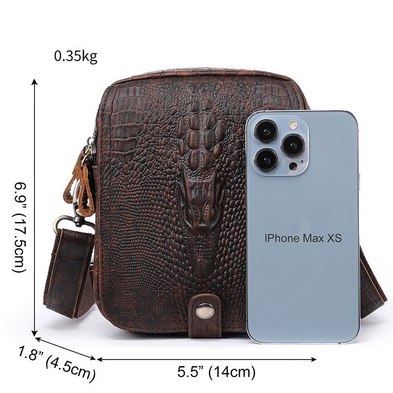 [Order] Túi đeo chéo nam da bò thật hoạt tiết da cá sấu CEC040