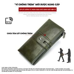 [Order] Ví dài cầm tay chống trộm da bò thật CEC166