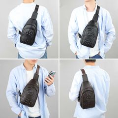 [Order] Túi đeo chéo nam da thật vân da cá sấu CEC235