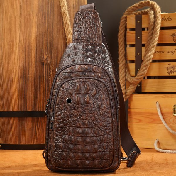 [Order] Túi đeo trước ngực nam da thật vân cá sấu cao cấp CEC072