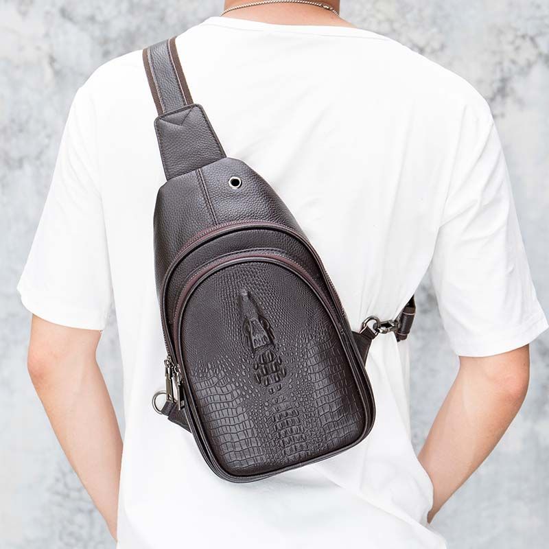 [Order] Túi đeo trước ngực, túi đeo chéo nam da thật CEC224