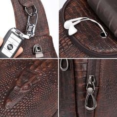 [Order] Túi đeo trước ngực nam da thật vân cá sấu CEC239
