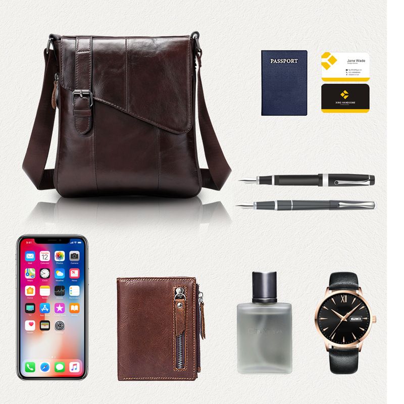 [Order] Túi đeo chéo nam, túi đựng ipad từ da bò thật lớp 1 CEC068