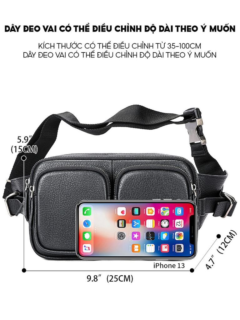 [Order] Túi đeo chéo nam da thật, túi đeo bao tử CEC107