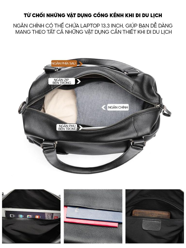 [Order] Túi du lịch nam, túi xách tay da thật cao cấp CEC147