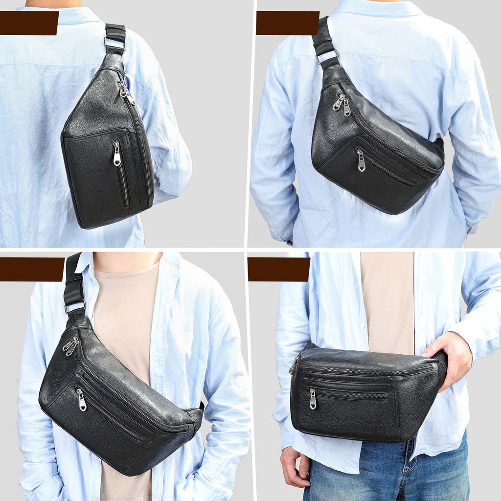 [Order] Túi đeo trước ngực, túi đeo bụng da thật CEC220