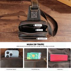 [Order] Túi đeo trước ngực nam da bò thật lớp 1 CEC236