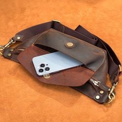 [Order] Túi đeo trước ngực, túi đeo chéo nam da thật CEC225