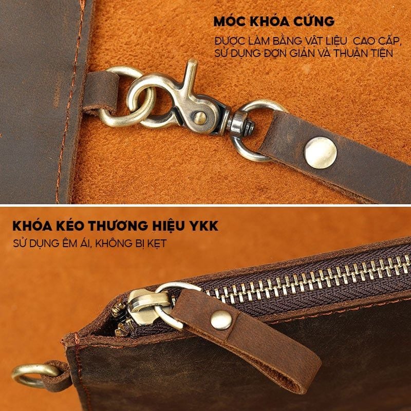 [Order] Ví da nam cao cấp, túi clutch da sáp ngựa điên CEC192