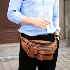 [Order] Túi bao tử da bò, túi đeo bụng nam da thật CEC194
