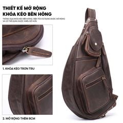 [Order] Túi đeo trước ngực nam da ngựa điên CEC240