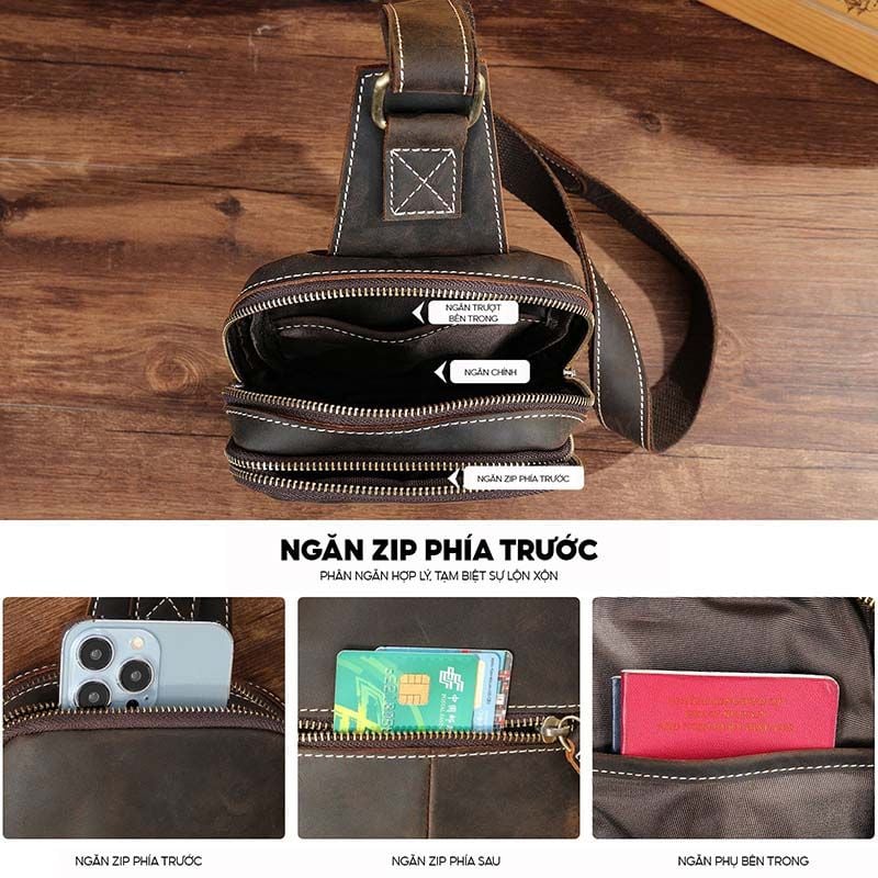 [Order] Túi đeo chéo nam sang trọng từ da ngựa điên CEC100