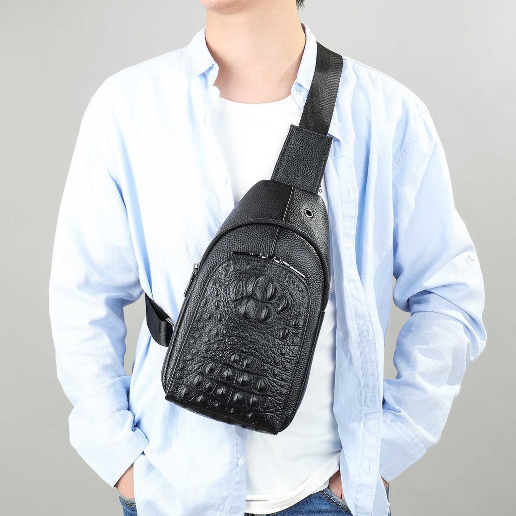 [Order] Túi đeo chéo nam da thật vân da cá sấu CEC235
