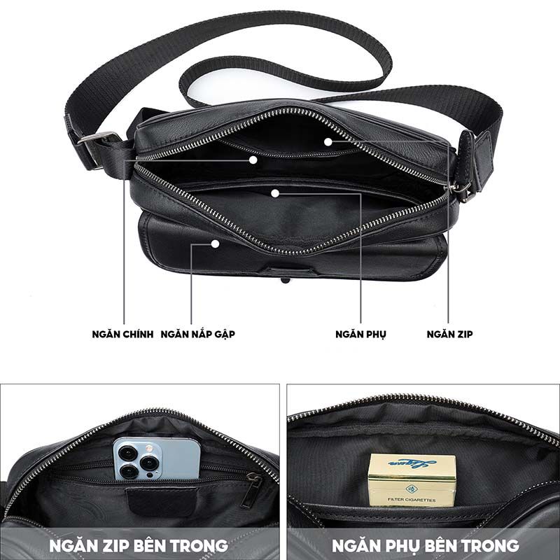 [Order] Túi da đeo chéo, túi xách nam da thật cao cấp CEC124