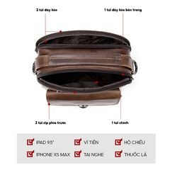 [Order] Túi đeo chéo nam da thật, có móc đeo kính CEC039
