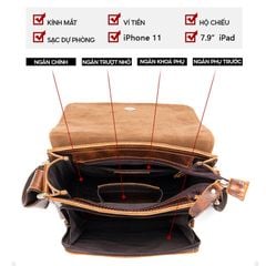 [Order] Túi đeo chéo nam, túi đựng ipad da ngựa điên CEC076