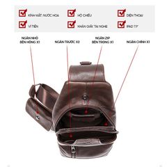[Order] Túi đeo trước ngực nam da bò thật CEC247