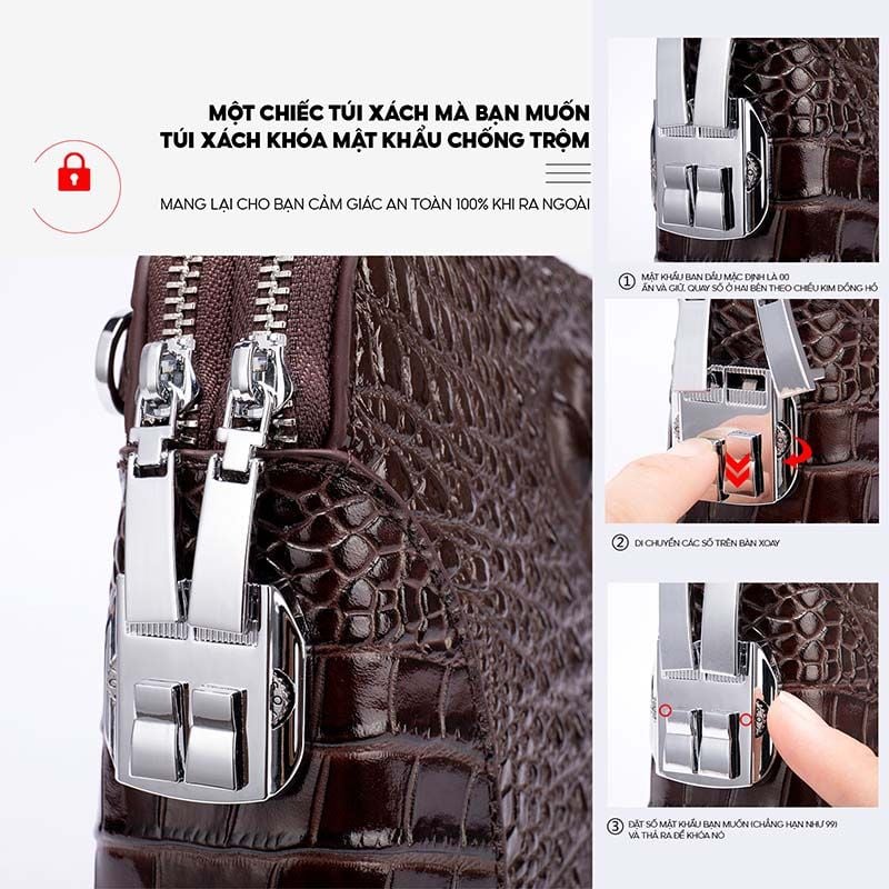 [Order] Ví da nam cao cấp, ví dài da thật vân cá sấu CEC182