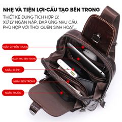 [Order] Túi đeo trước ngực, túi đeo chéo nam da thật CEC210