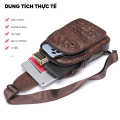 [Order] Túi đeo trước ngực nam da thật vân cá sấu cao cấp CEC072
