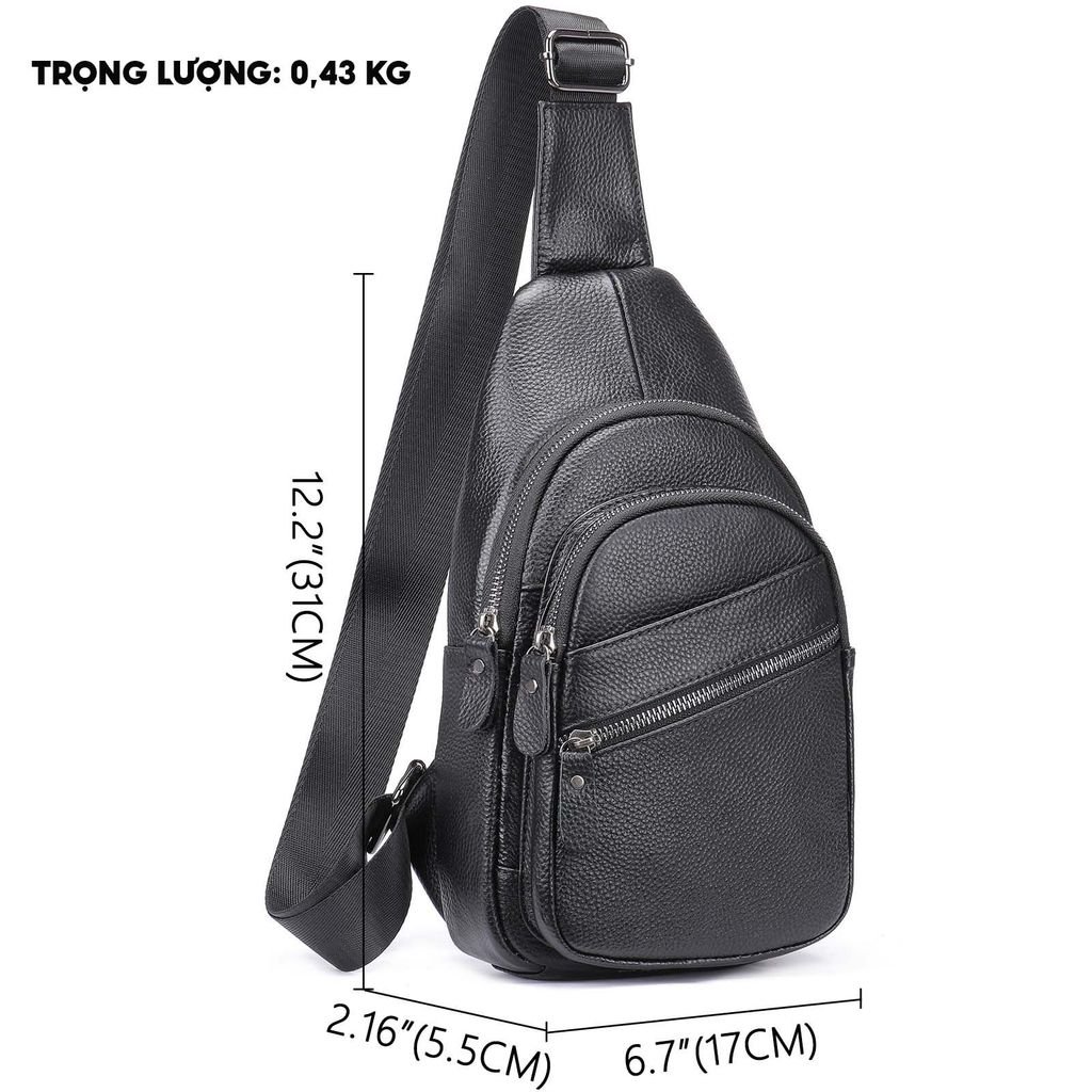 [Order] Túi đeo trước ngực, túi đeo chéo nam da thật CEC205