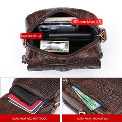 [Order] Túi đeo chéo nam da bò thật hoạt tiết da cá sấu CEC040