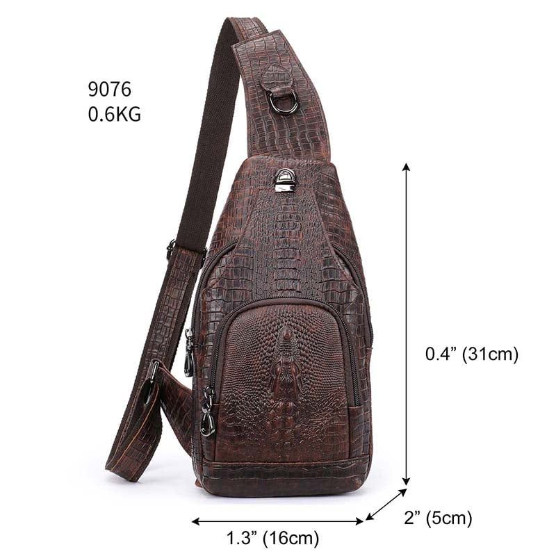 [Order] Túi đeo trước ngực nam da thật vân cá sấu CEC239