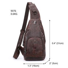 [Order] Túi đeo trước ngực nam da thật vân cá sấu CEC239